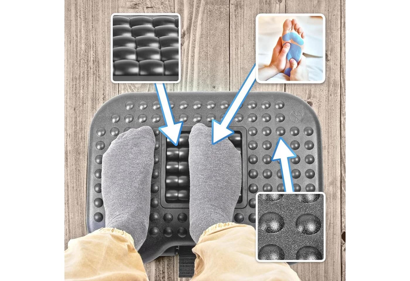 Duronic FT03 Höhenverstellbare Fußstütze mit Massage-Rollen - Bild 4