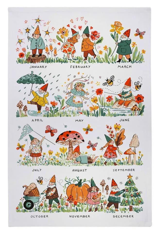 Ulster Weavers Geschirrtuch Gnome for the Holidays Baumwolle 48x74cm Blumen Küchentuch