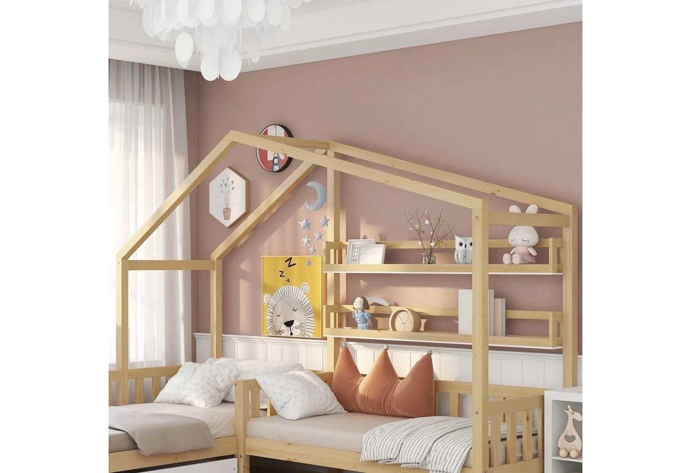Flieks Kinderbett Hausbett Massivholz L-Struktur - Bild 3