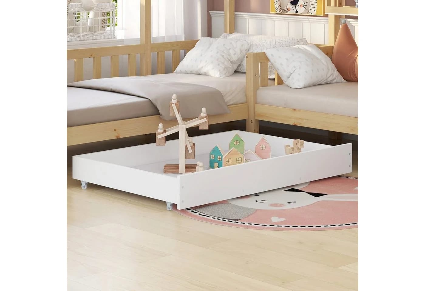Flieks Kinderbett Hausbett Massivholz L-Struktur - Bild 4