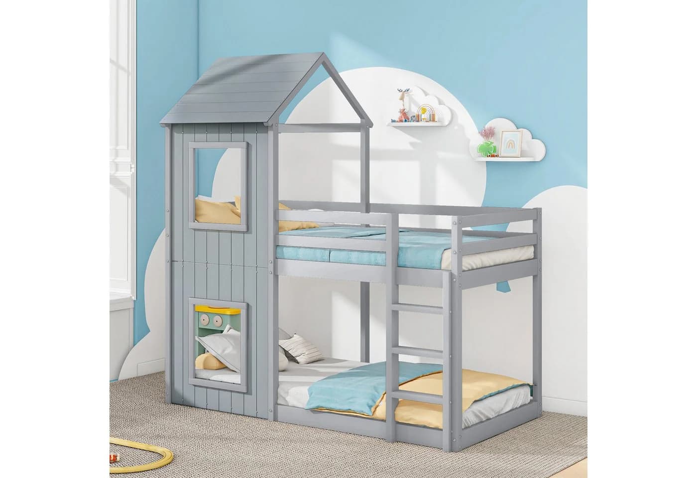 Flieks Etagenbett Kiefer Hochbett mit Treppe