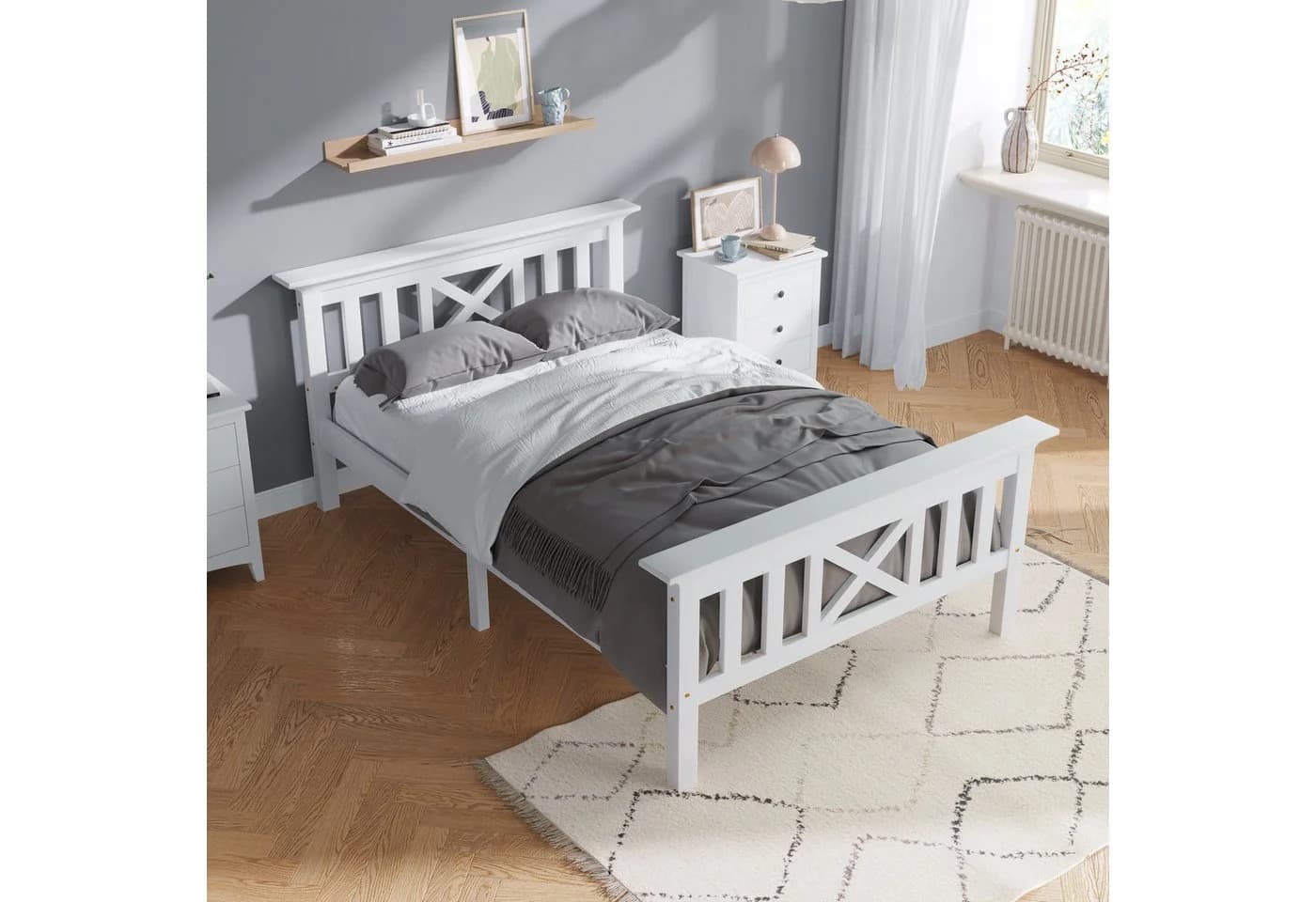 Flieks Massivholzbett Einzelbett Weiß Kiefer - Bild 2