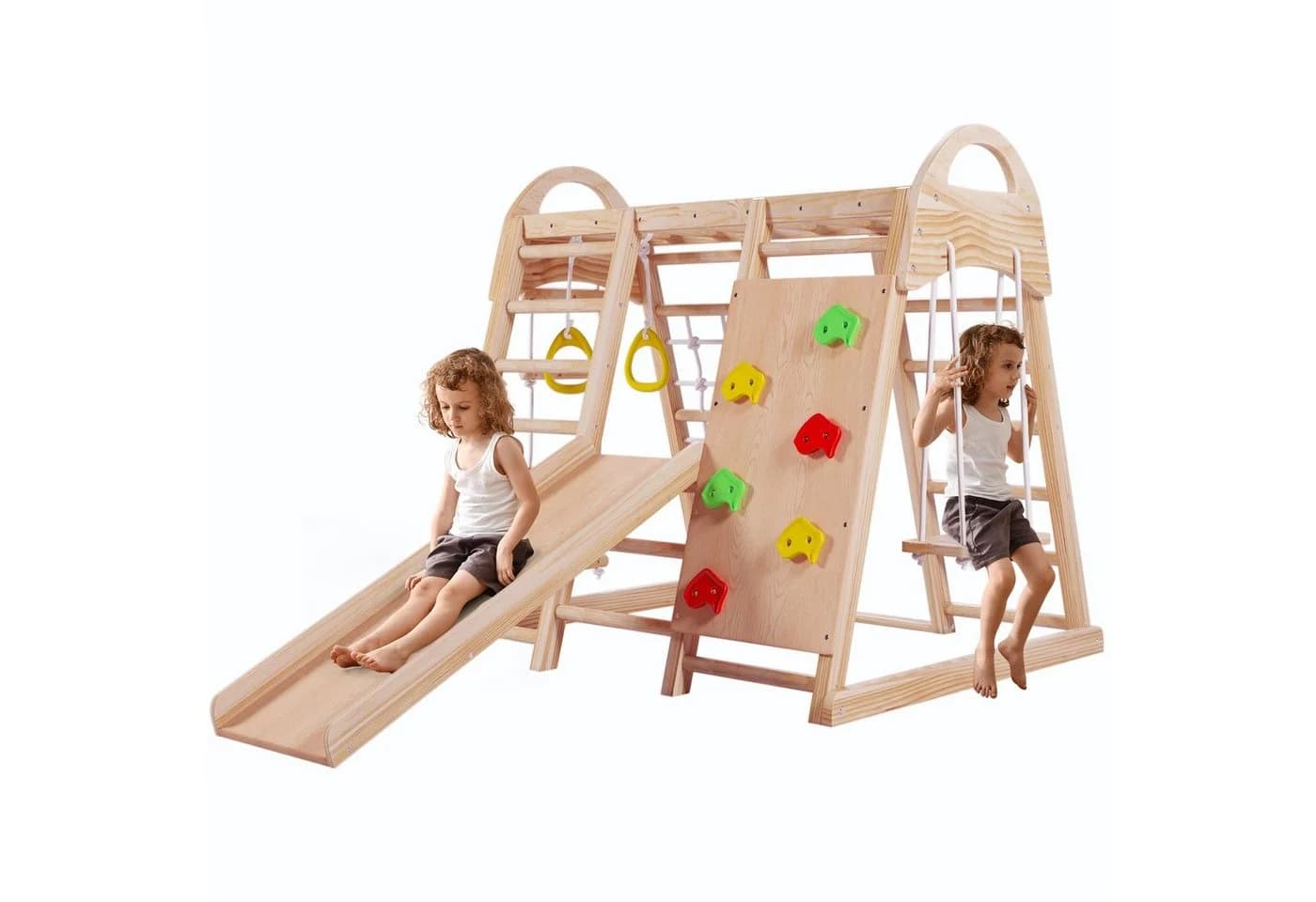 Merax 7-in-1 Klettergerüst Holz mit Rutschbahn & Schaukel - Bild 2