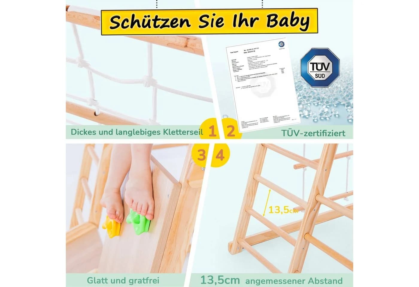 Merax 7-in-1 Klettergerüst Holz mit Rutschbahn & Schaukel - Bild 4