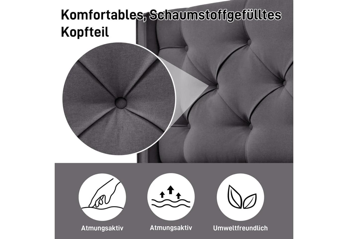 Flieks Polsterbett Hydraulisches Stauraumbett Grau - Bild 4