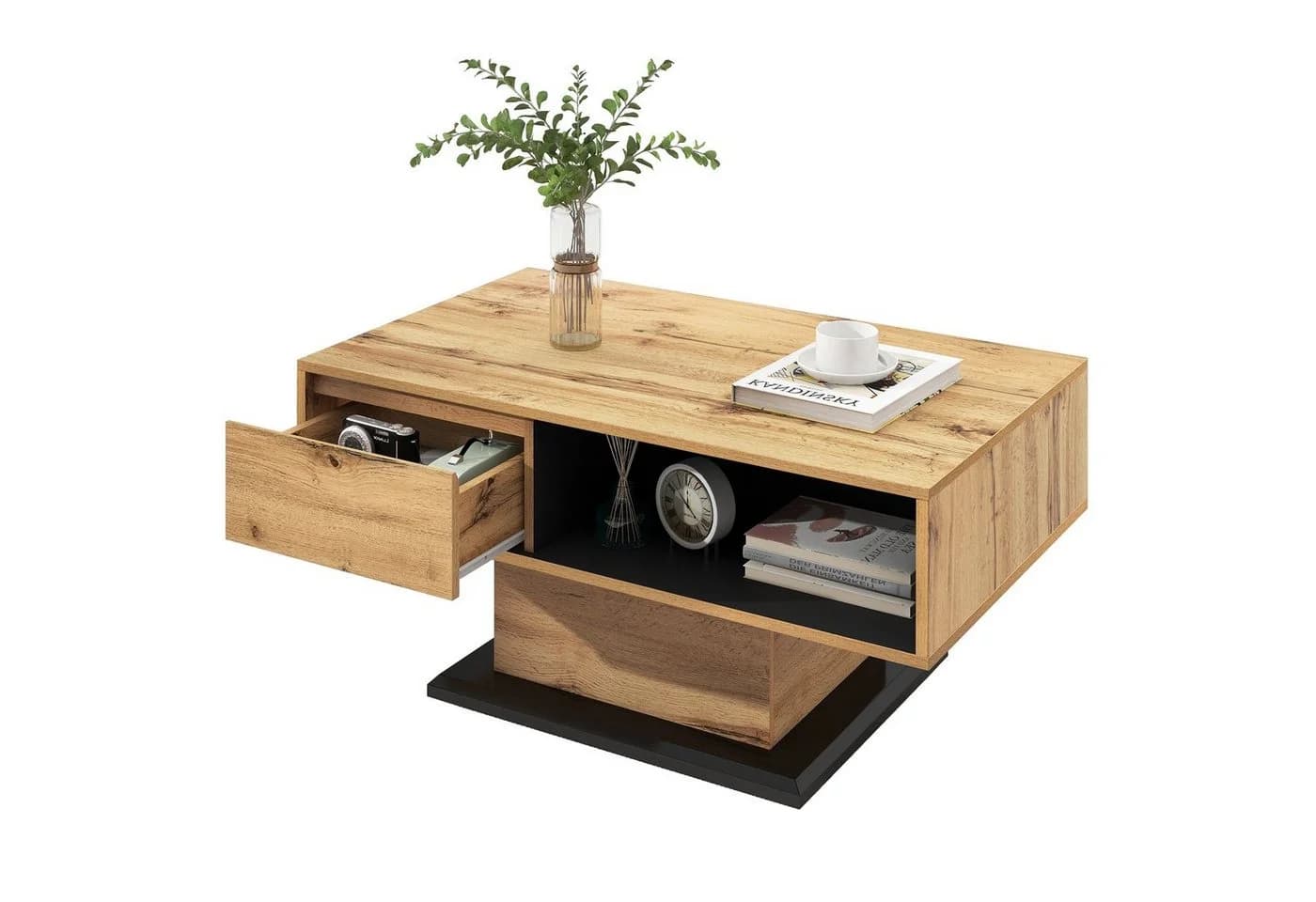 Merax Couchtisch Holz Altholz-Optik mit Schublade und Stauraum - Bild 2