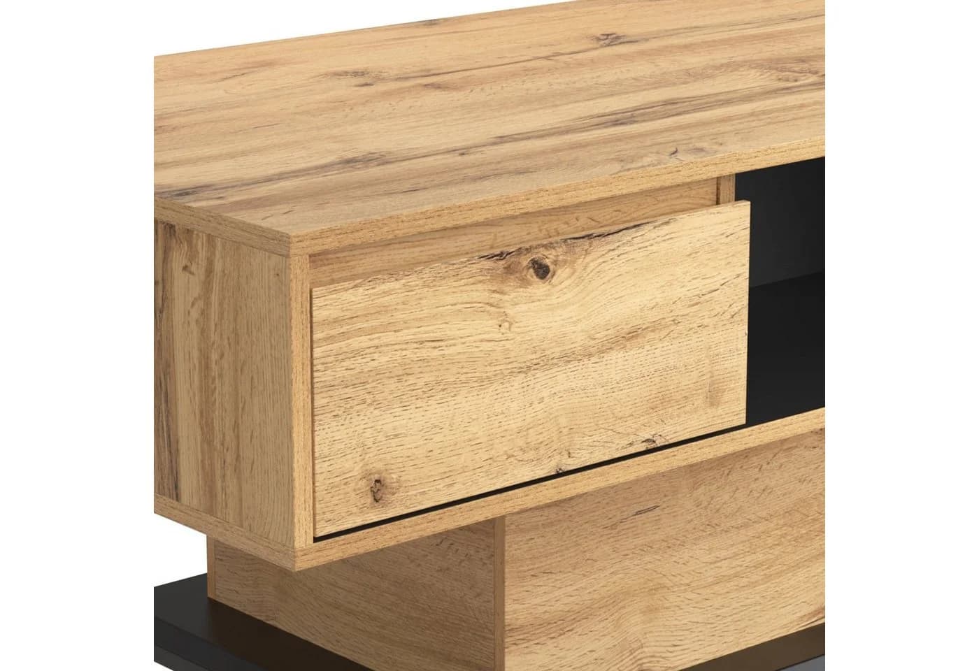 Merax Couchtisch Holz Altholz-Optik mit Schublade und Stauraum - Bild 3
