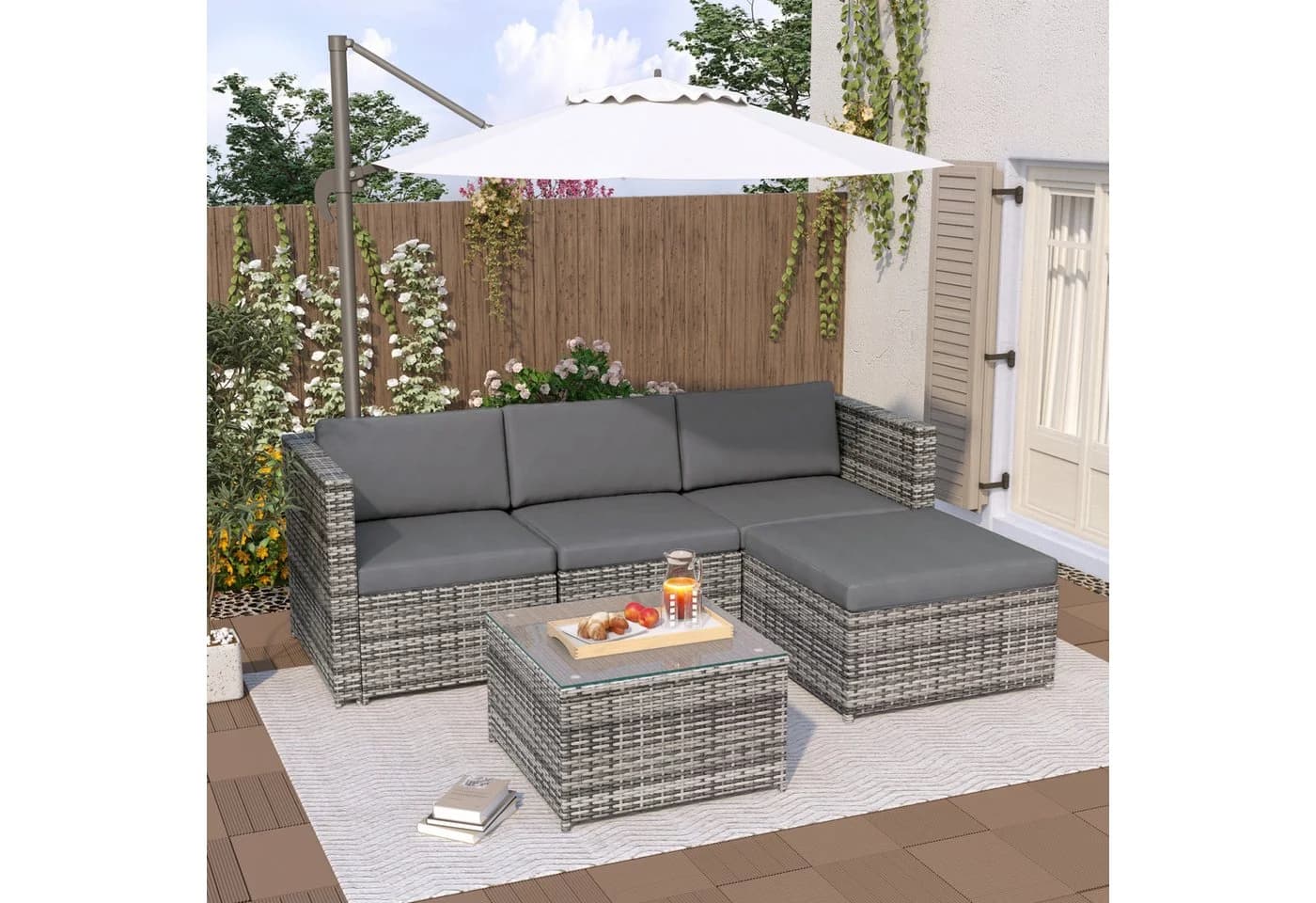Merax Gartenlounge-Set 5-teilig Polyrattan für 4 Personen - Bild 2