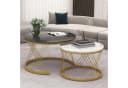 Merax Couchtisch Set rund Marmoroptik Grau/Weiß Gold Hochglanz Satztisch Bild 3