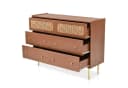 Merax Kommode Rattan Nussbaum 6 Schubladen Sideboard Highboard Bild 2