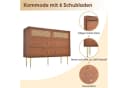 Merax Kommode Rattan Nussbaum 6 Schubladen Sideboard Highboard Bild 4