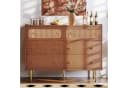Merax Kommode Rattan Nussbaum 6 Schubladen Sideboard Highboard Bild 5