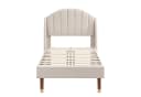Flieks Polsterbett 90x200cm Massivholz Samt Beige Bild 4