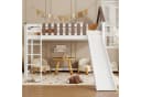 Merax Hochbett Haus-Design Weiß mit Rutsche und Leiter Bild 1