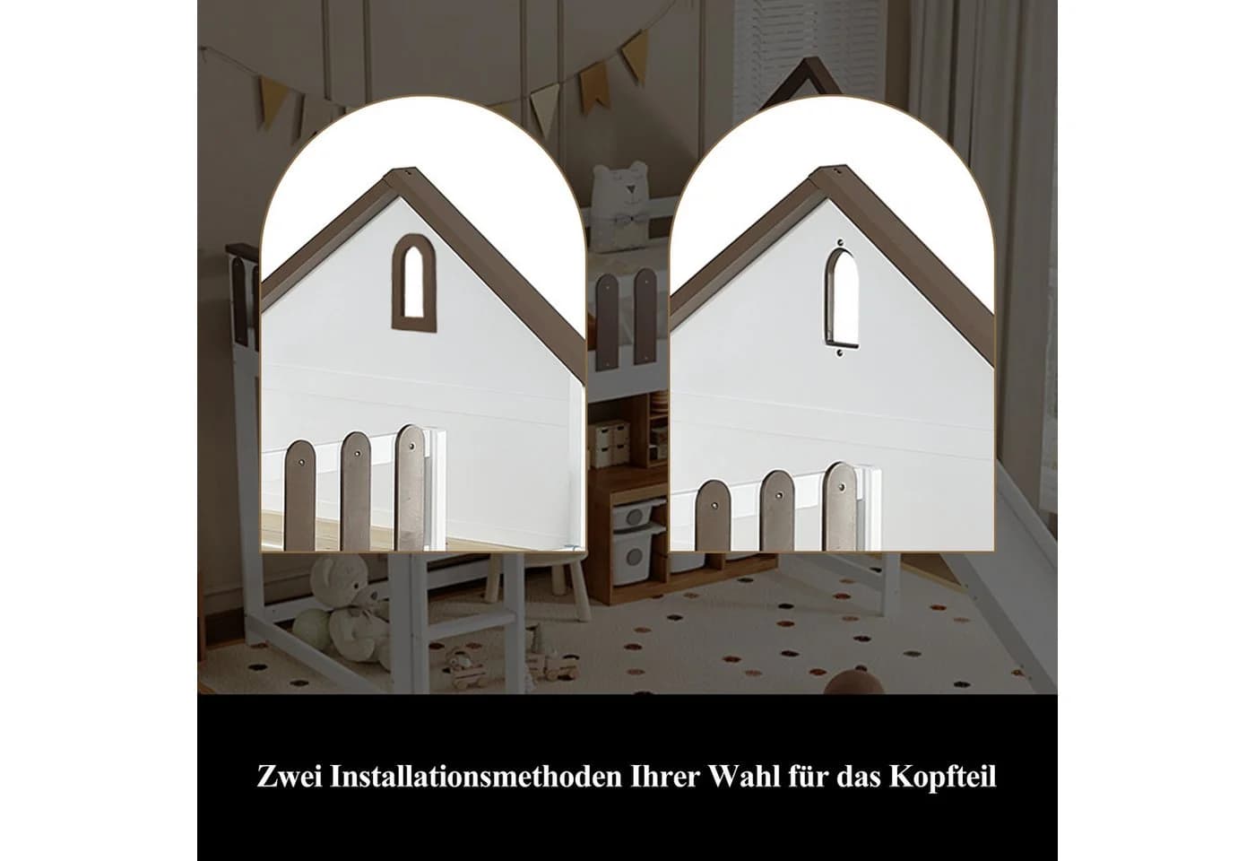 Merax Hochbett Haus-Design Weiß mit Rutsche und Leiter - Bild 5