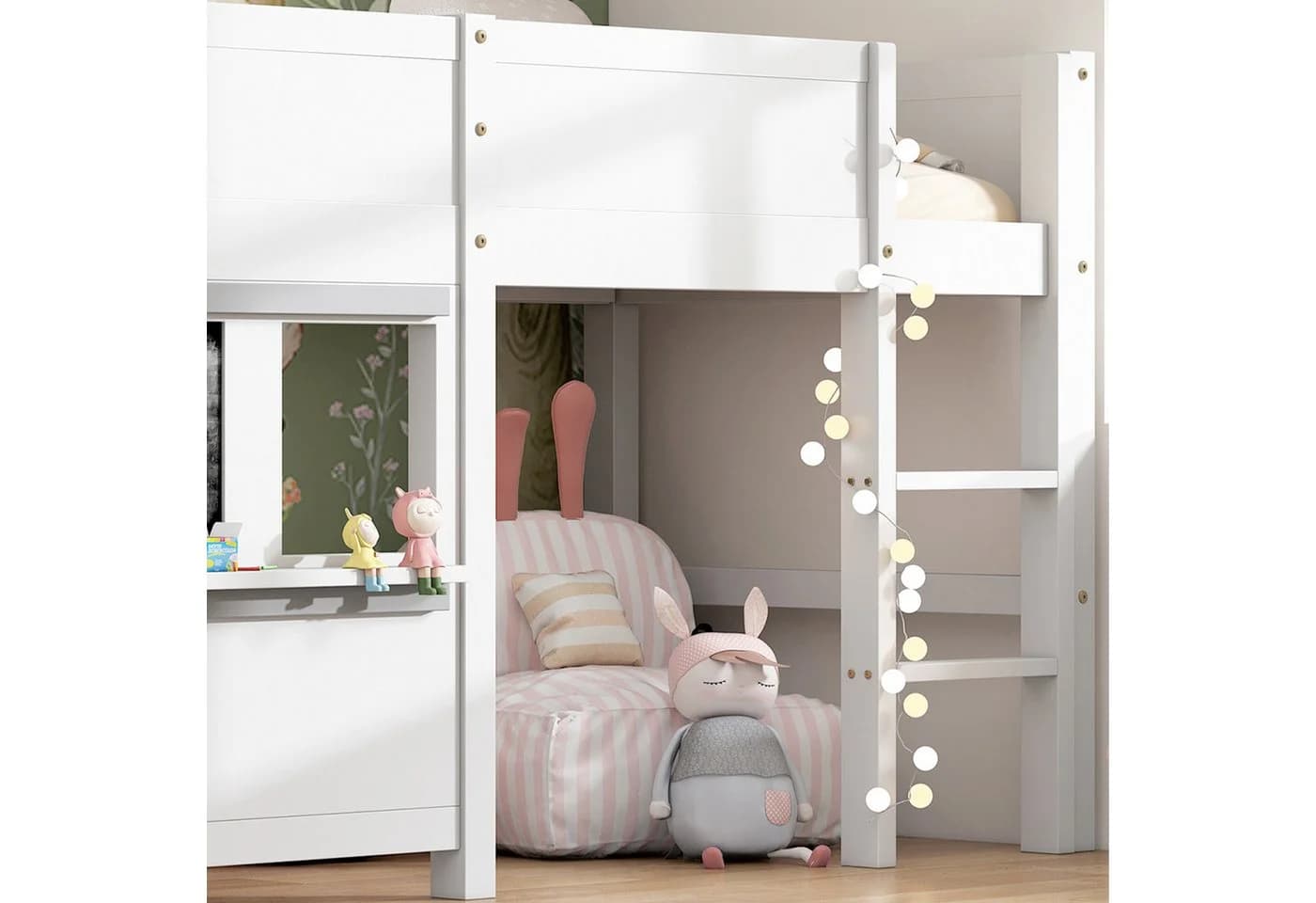 Flieks Hochbett Kinderbett Weiß Kiefern-Massivholz - Bild 3