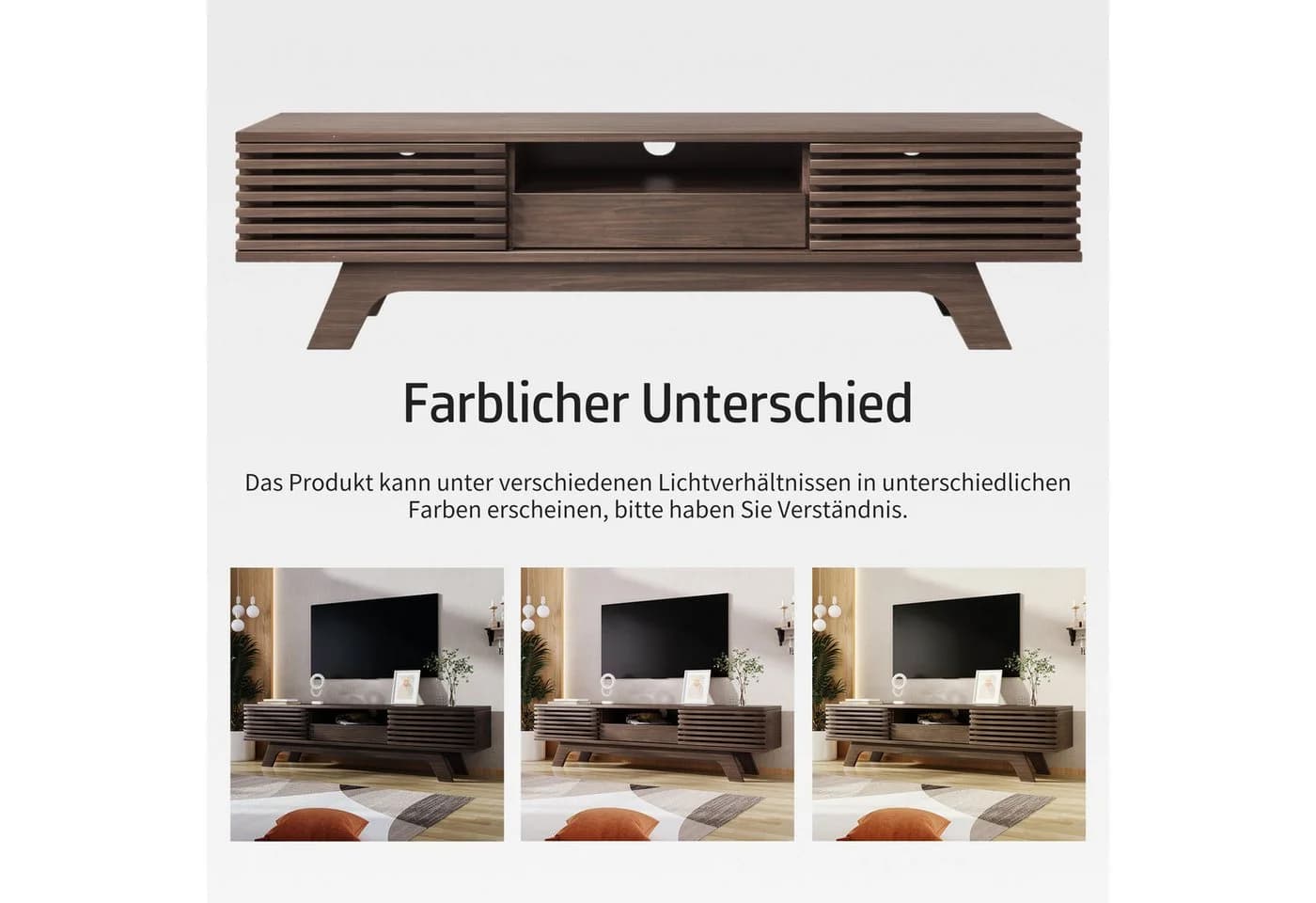 Merax Lowboard TV-Schrank Retro Walnuss Holzbeine - Bild 5