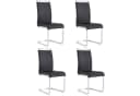 Flieks Freischwinger 4er Set Esszimmerstuhl Kunstleder Schwarz/Silber Bild 2