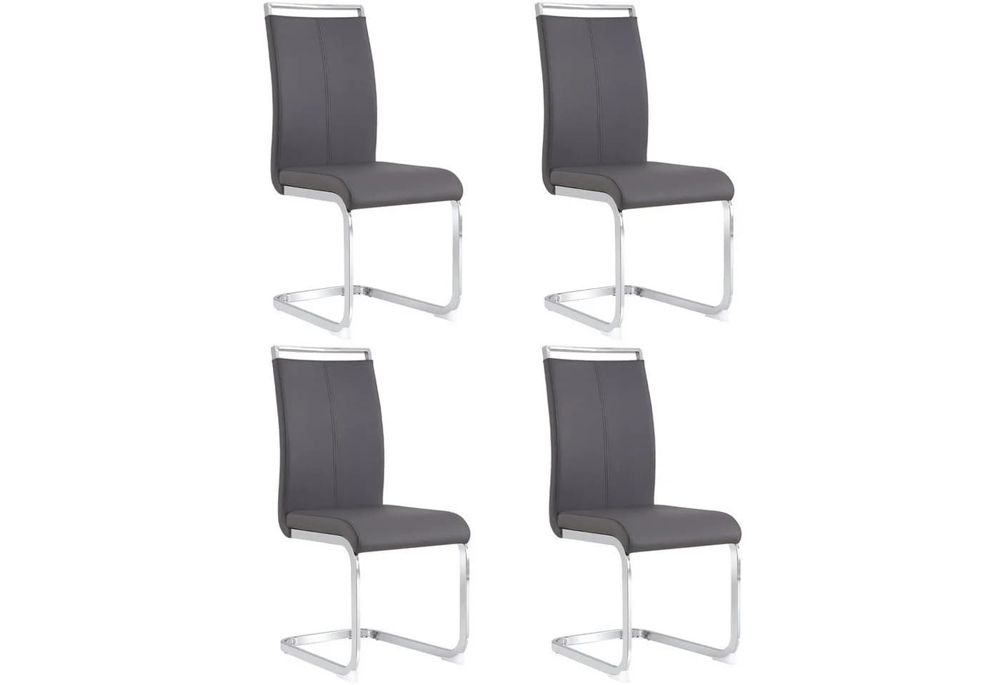 Flieks Freischwinger 4er Set Esszimmerstuhl Kunstleder Polsterstuhl Schwingstühle - Bild 2