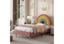 Flieks Kinderbett mit verstellbarem Regenbogen-Kopfteil 90x200cm Samt Bild 1