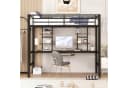 Flieks Hochbett Metallbett Kinderbett mit Schreibtisch & Regal 90x200cm Bild 1