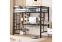Flieks Hochbett Metallbett Kinderbett mit Schreibtisch & Regal 90x200cm Bild 2