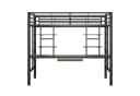 Flieks Hochbett Metallbett Kinderbett mit Schreibtisch & Regal 90x200cm Bild 4