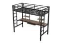 Flieks Hochbett Metallbett Kinderbett mit Schreibtisch & Regal 90x200cm Bild 5