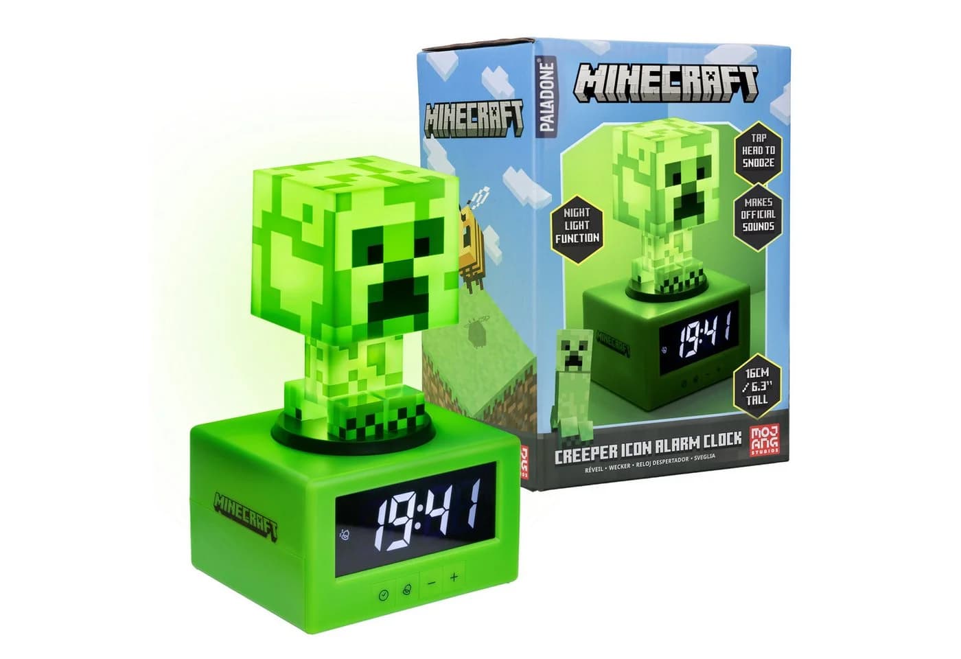PALADONE Minecraft Creeper Wecker mit Nachtlicht und Sounds
