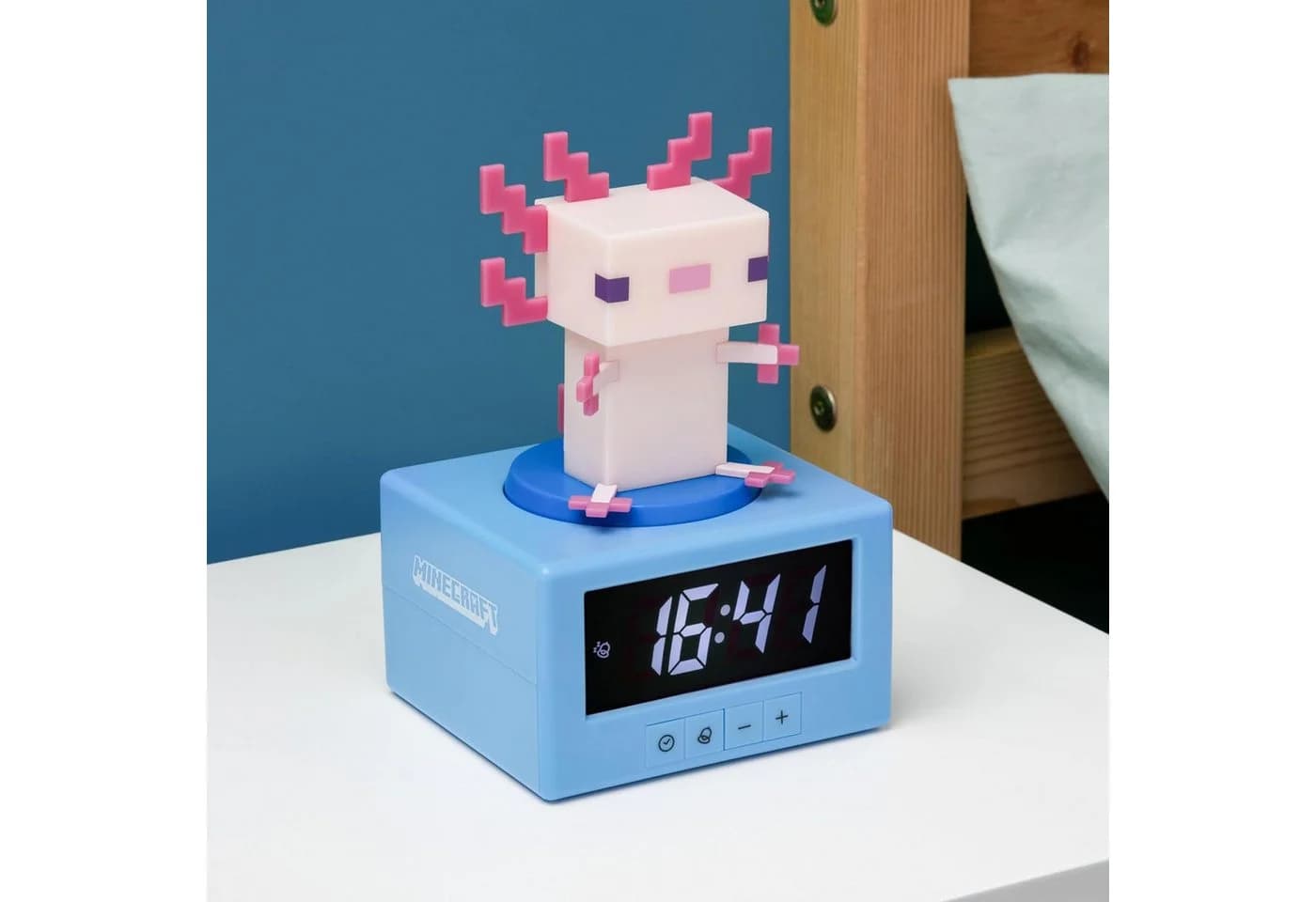 Paladone Minecraft Axolotl Wecker mit Digitaluhr, Nachtlicht & Snooze-Funktion