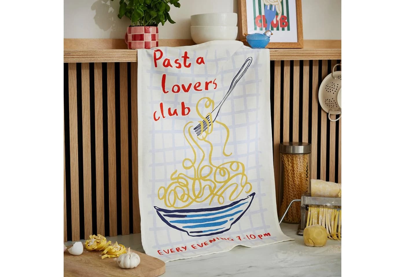 Ulster Weavers Geschirrtuch Pasta Lovers Club Beige 100% Baumwolle