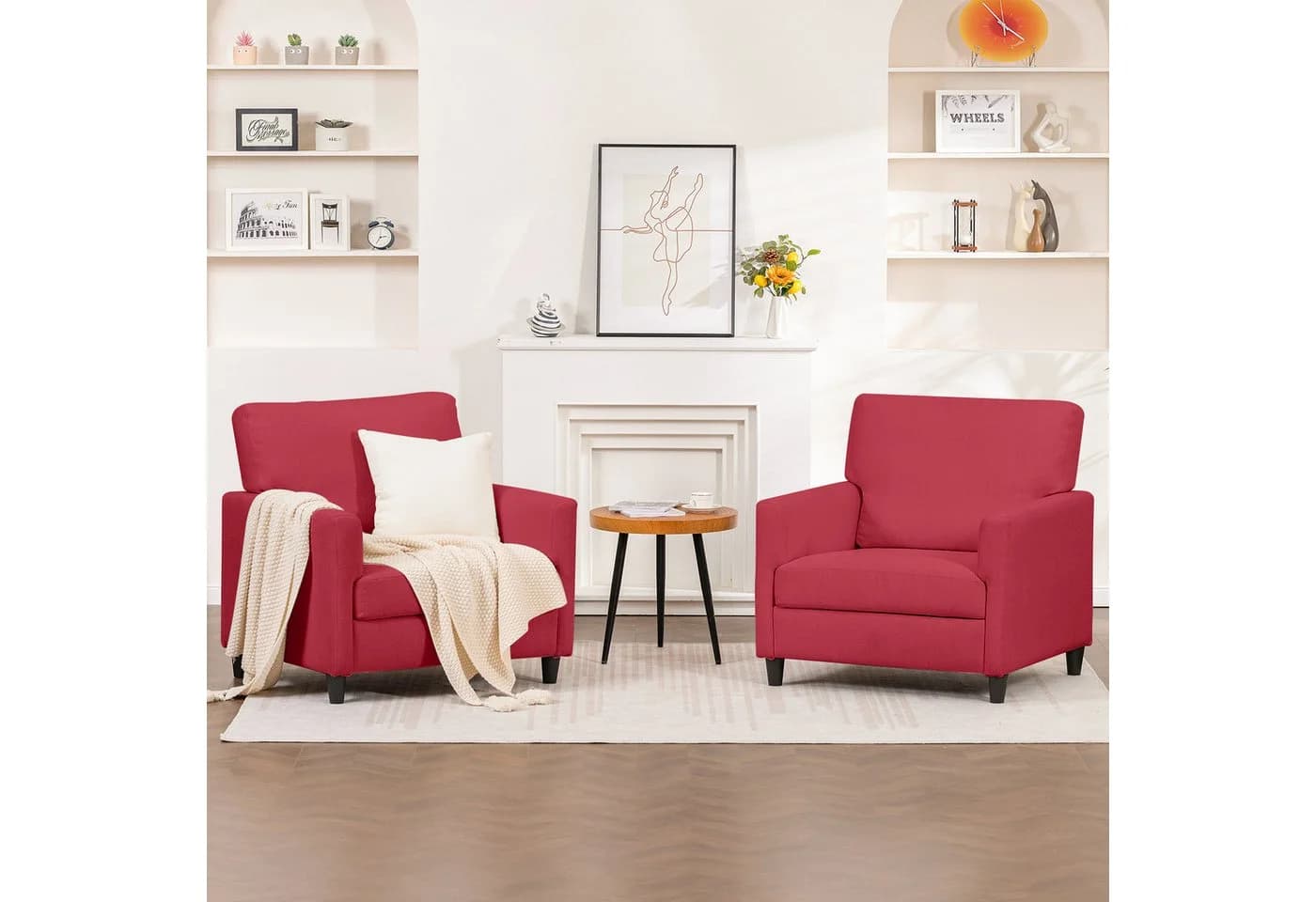 COMHOMA Relaxsessel Leinen rot mit Memory-Schaum - Bild 4