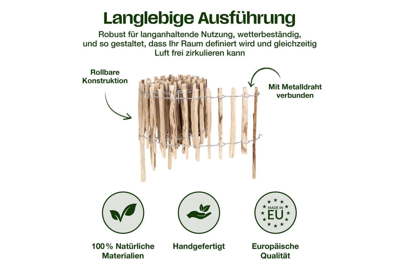 Creative Home Staketenzaun Haselnuss Rollzaun 35 cm - Bild 5