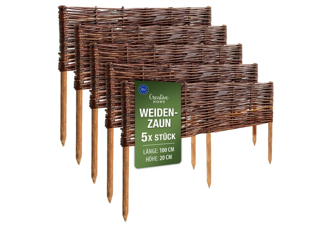 Creative Home Weidenzaun 5er Set Beeteinfassung Gartenzaun - Bild 2