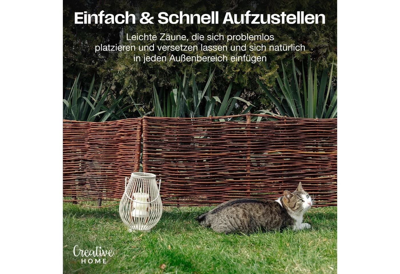 Creative Home Weidenzaun 5er Set Beeteinfassung Gartenzaun - Bild 4