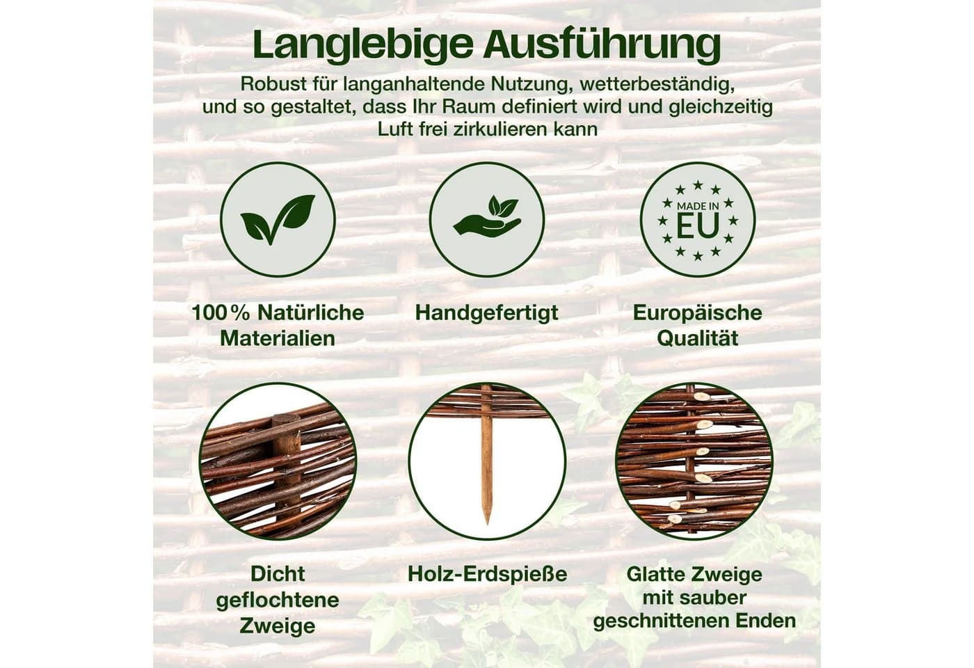 Creative Home Weidenzaun 5er Set Beeteinfassung Gartenzaun - Bild 5