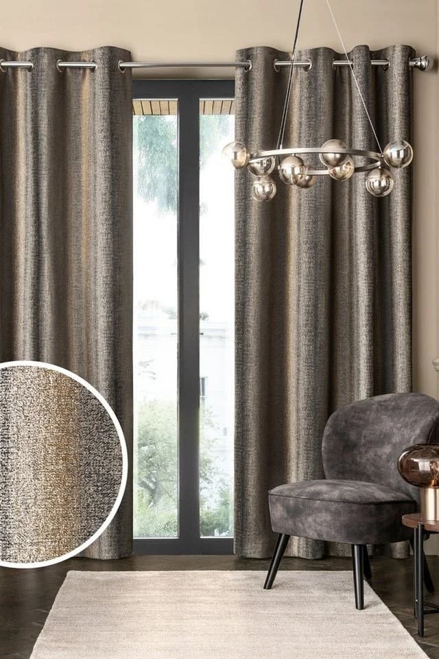 Next Gefütterte Ösenvorhänge mit Metallic-Streifen 2-teilig Schwarz/Silber - Bild 3