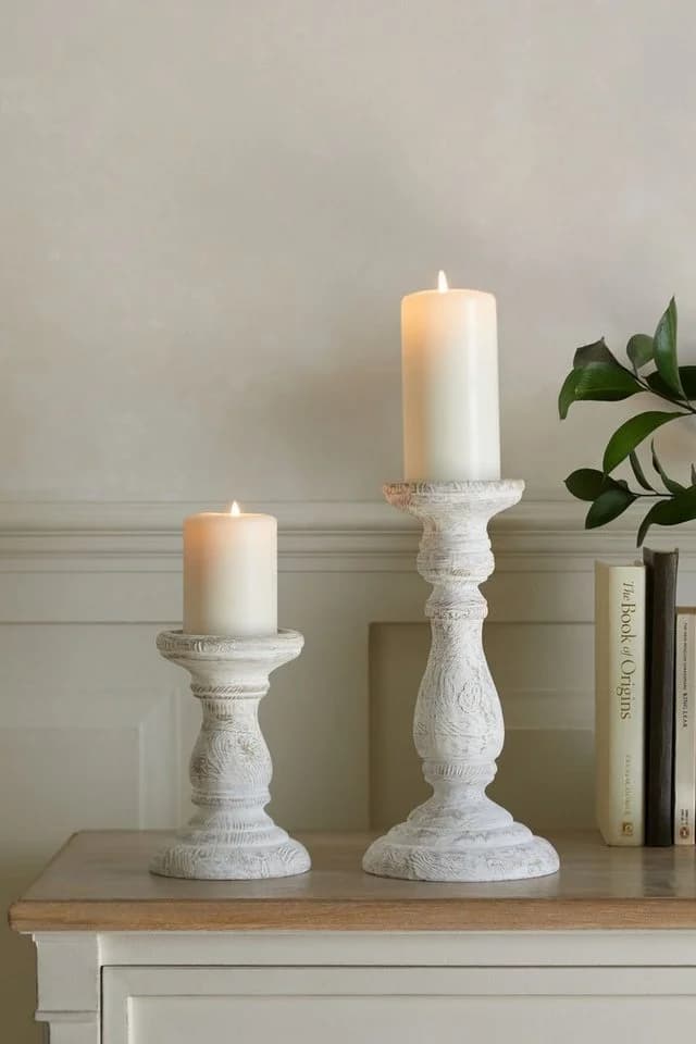 Next Holzkerzenhalter Gedrechselt Natürlicher Kerzenständer - Bild 5