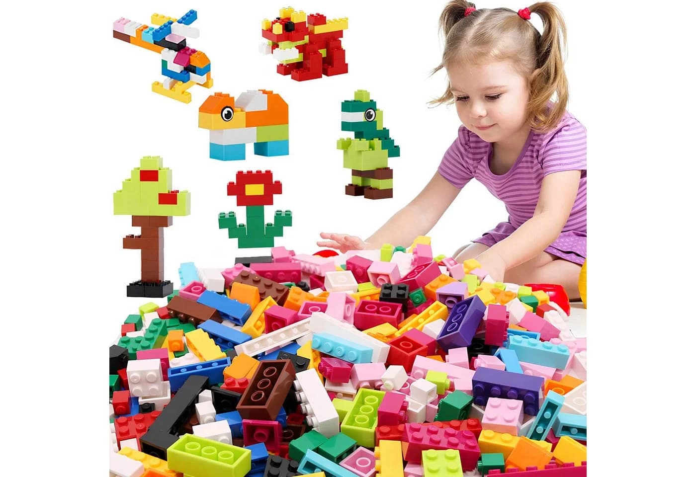 Athlix 1.000 Stück Bausteine Set Bunt Kompatibel mit LEGO ABS