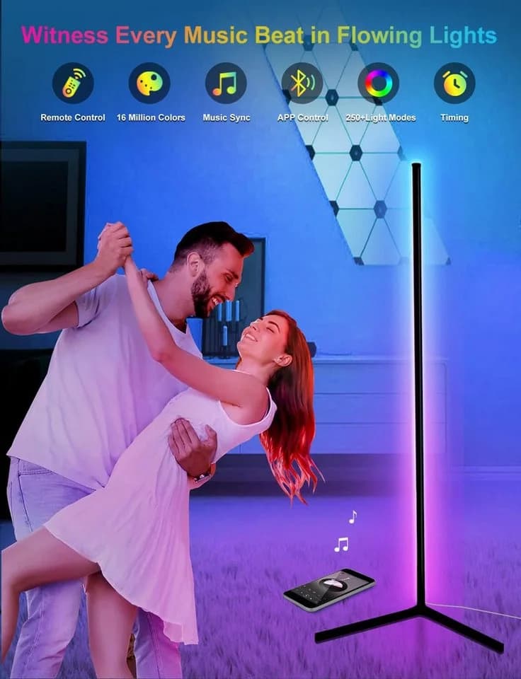Athlix LED Stehlampe RGB 160cm Flur Lampe Farbwechsel Dimmbar Fernbedienung