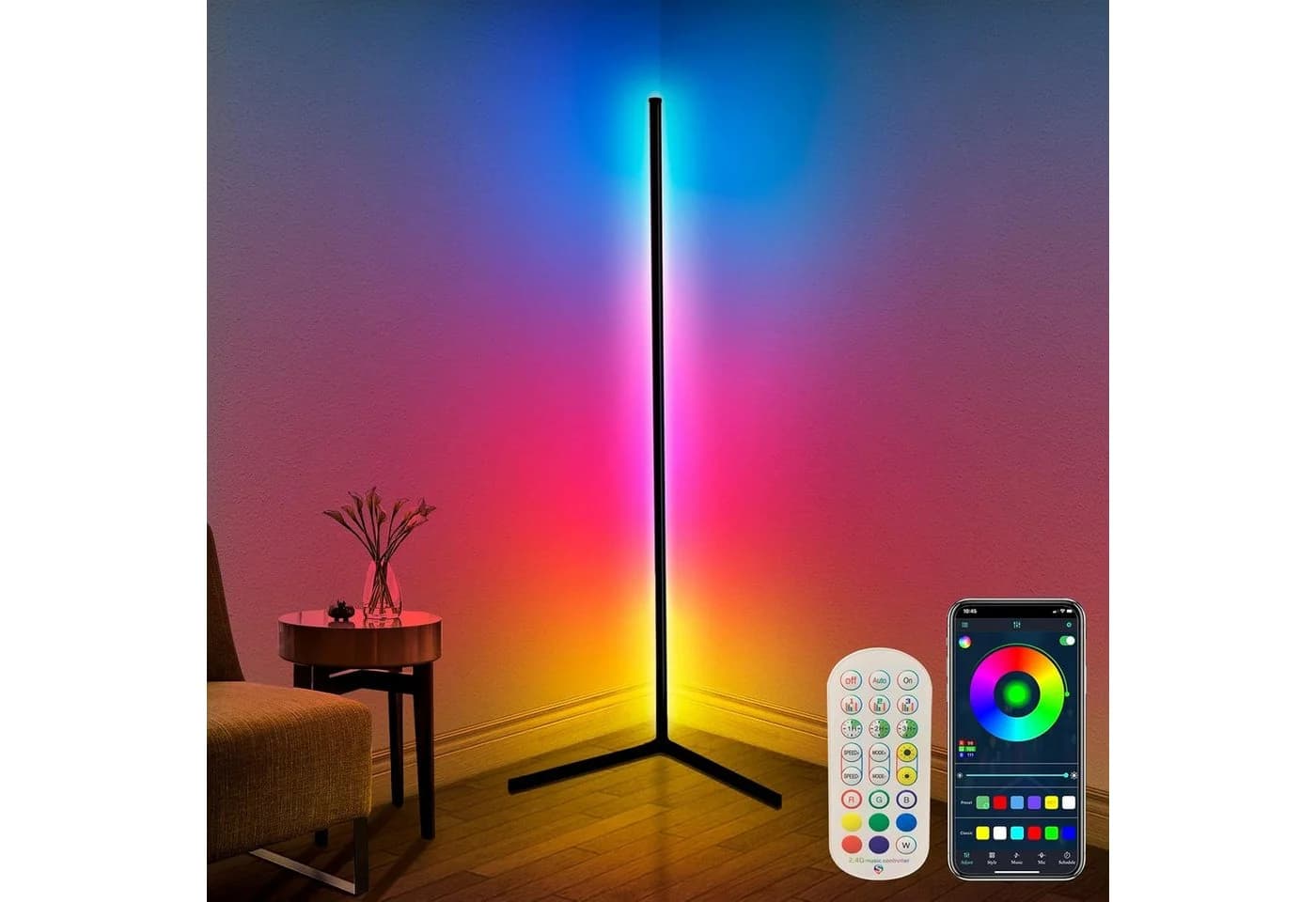 Athlix LED Stehlampe RGB 160cm Flur Lampe Farbwechsel Dimmbar Fernbedienung - Bild 2