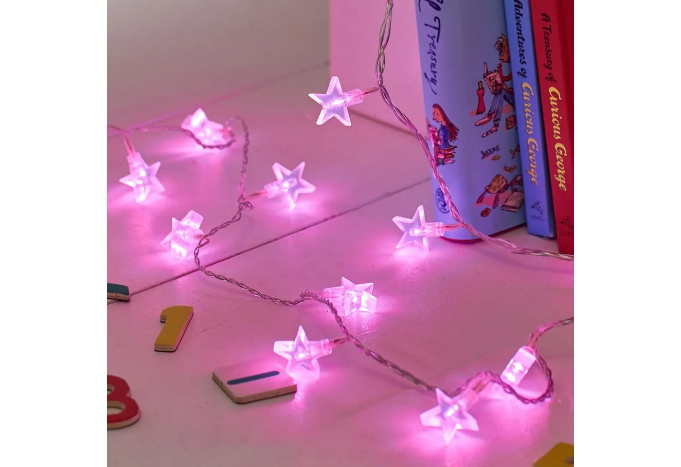 Lights4fun LED-Lichterkette 30er LED Sternenlichterkette Pink
