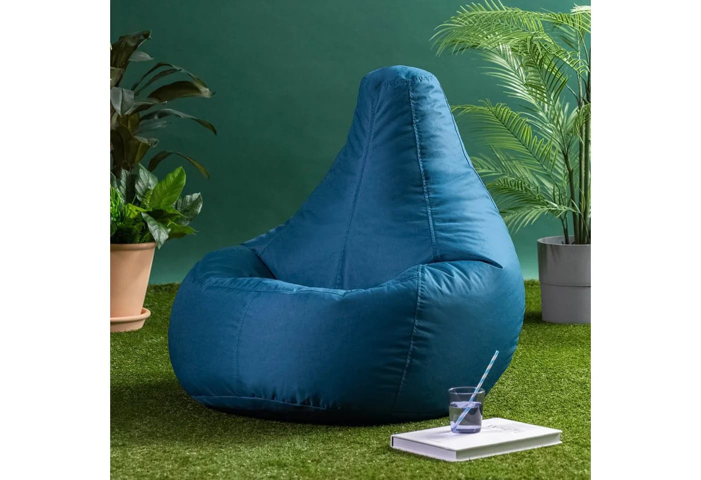 icon Sitzsack Outdoor Liege „Recliner“ Blau-Grün Wasserfest - Bild 3
