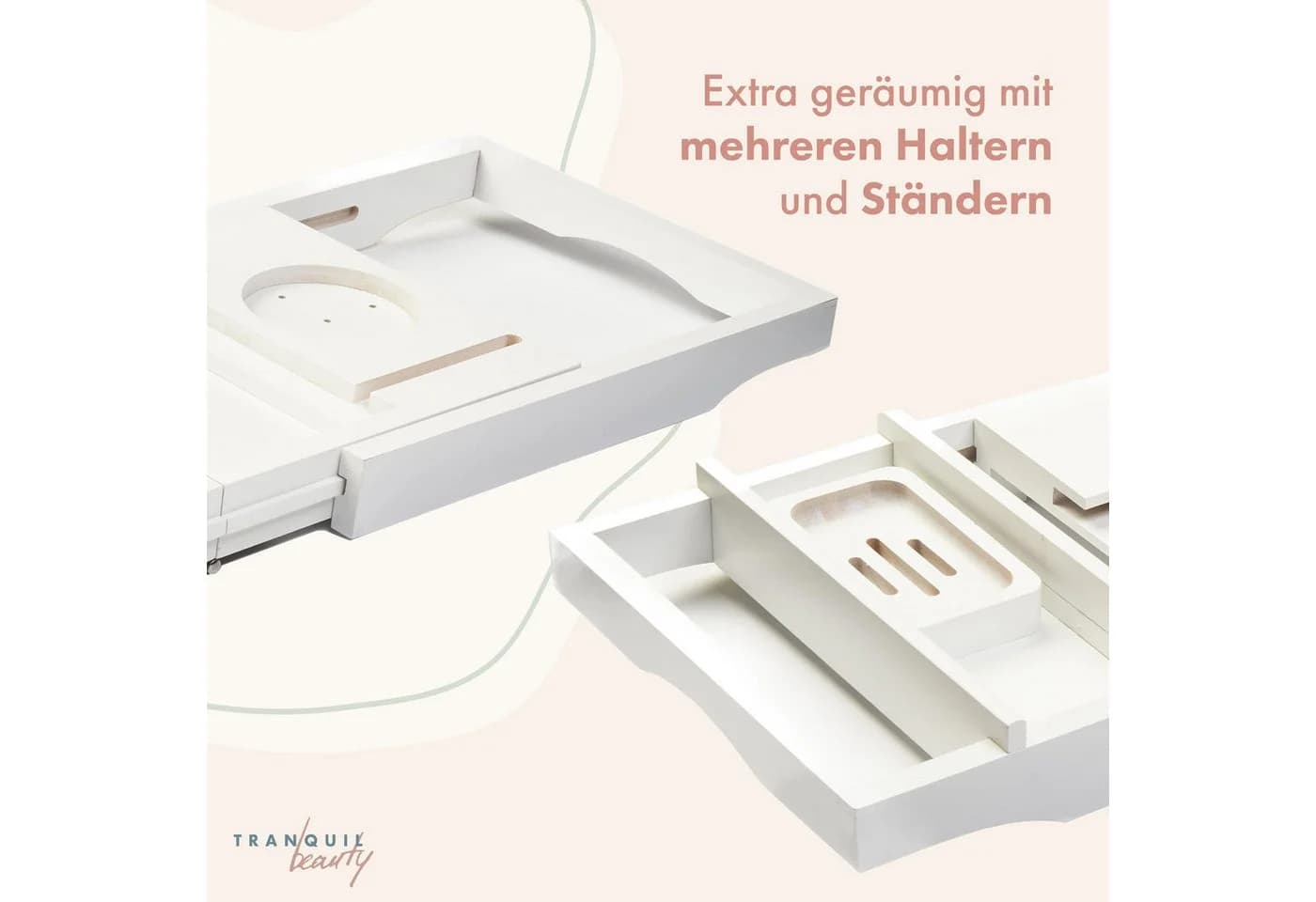 Tranquil Beauty Badewannenablage Bambus ausziehbar mit Tablethalter - Bild 5