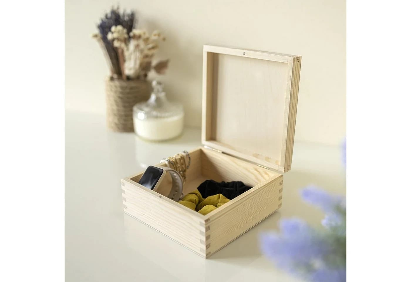 Creative Deco Holzkiste mit Deckel und Schloss Braunes Naturholz