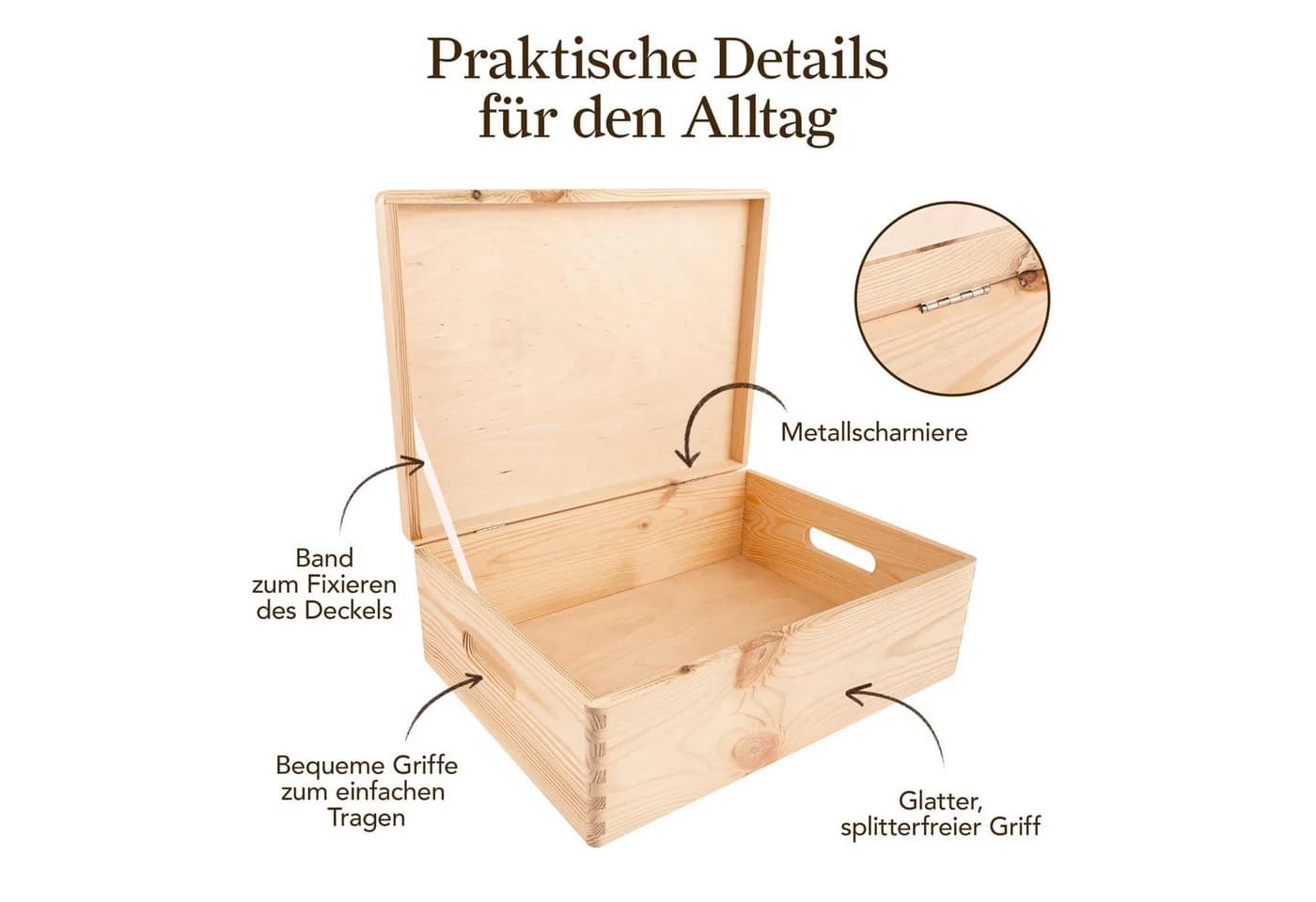 Creative Deco Aufbewahrungsbox Große mit Deckel Natur - Bild 5