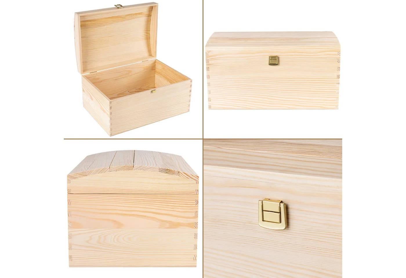 Creative Deco Holzkiste mit Deckel und Schloss - Natur - Bild 5