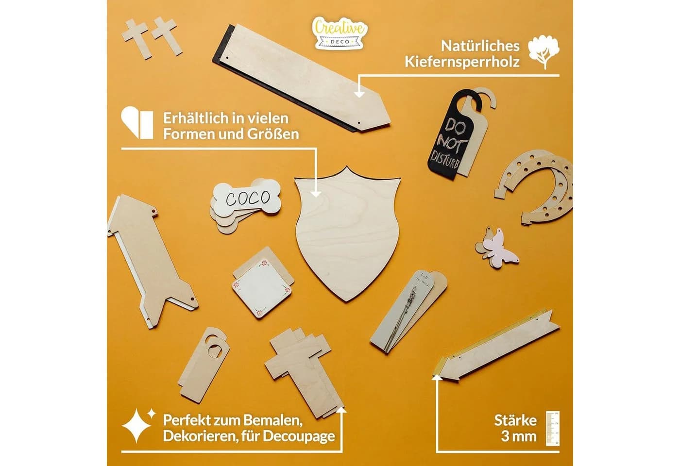 Creative Deco Dekohänger 10x Türschild Holz zum Beschriften - Bild 4