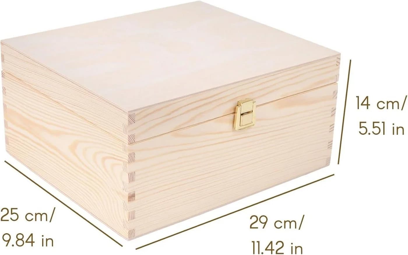 Creative Deco Holzkiste mit Deckel und Schloss, Natur