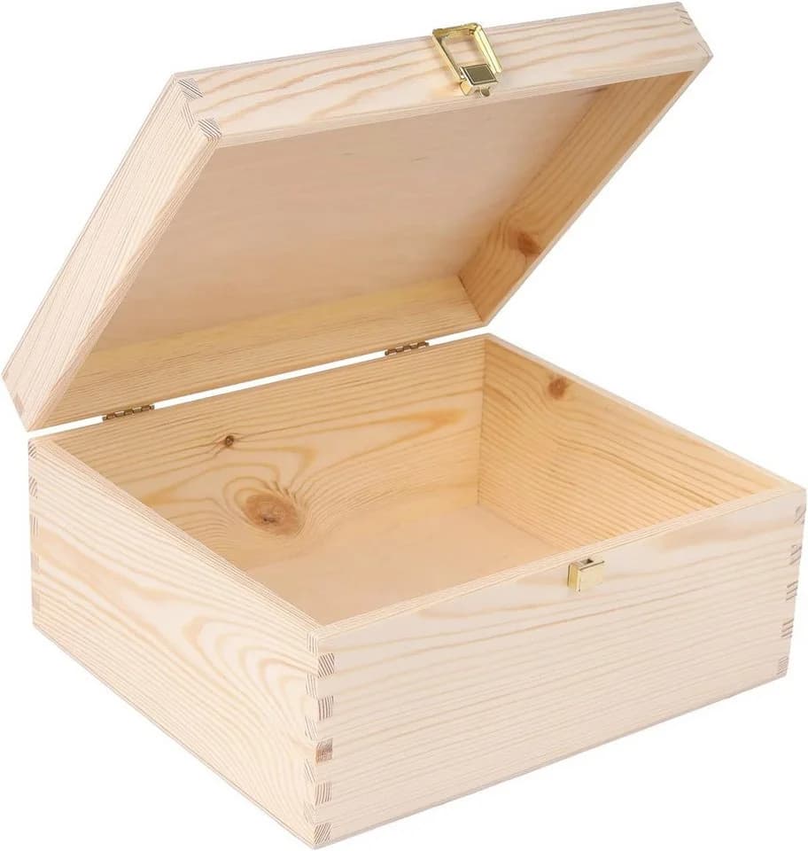 Creative Deco Holzkiste mit Deckel und Schloss, Natur - Bild 2